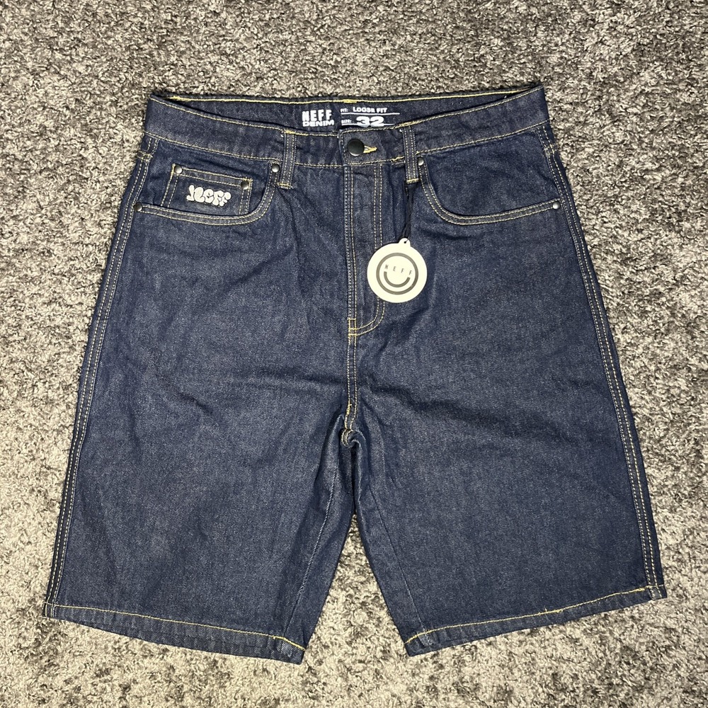 Neff Denim Loose Fit Shorts Size 32‎ Jorts Blue Jeans